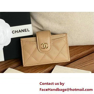 Chanel Grained Calfskin & GOLD-Tone Metal Card Holder AP0342 Beige 2023 - Click Image to Close